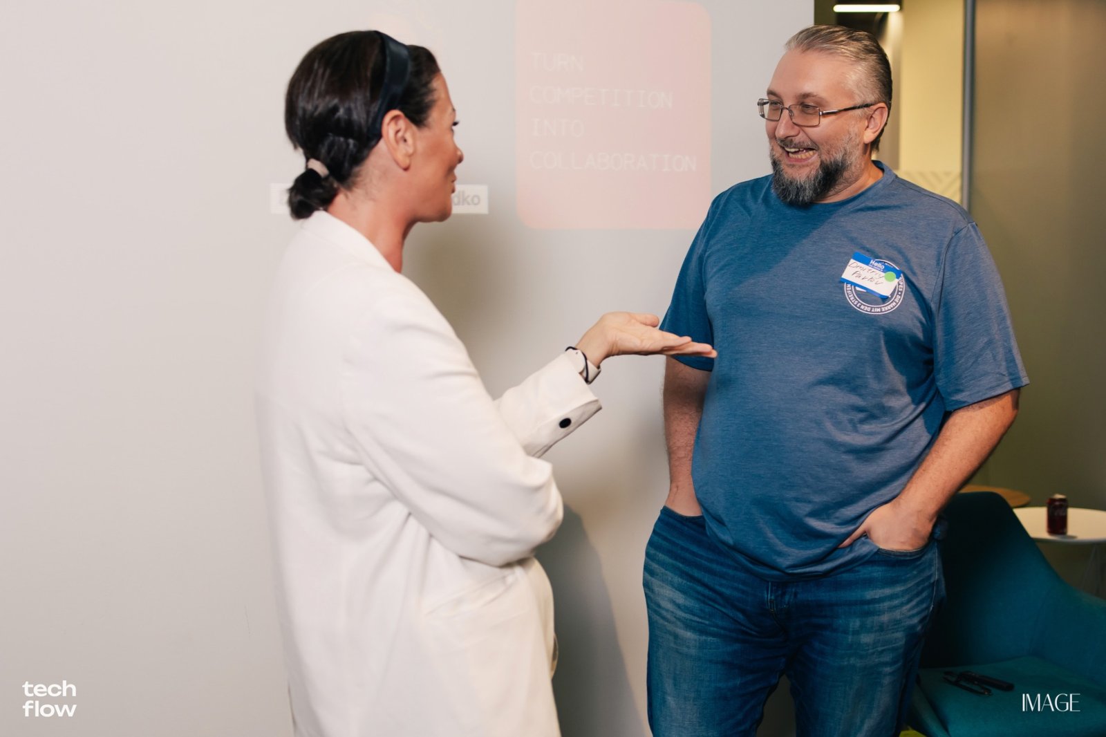 Dr.D in conversation at a Tech Flow startup event